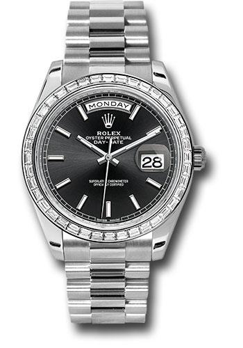 Rolex Day-Date 228396TBR 950 Platinum 40 Bezel - Black Index Dial - President Bracelet - bkip