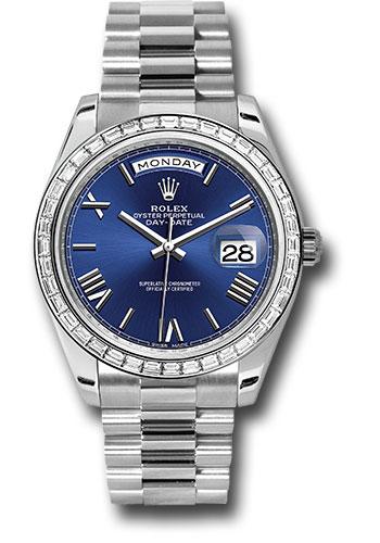 Rolex Day-Date 228396TBR 950 Platinum 40 Bezel - Blue Bevelled Roman Dial - President Bracelet - blrp