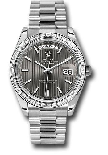 Rolex Day-Date 228396TBR 950 Platinum 40 Bezel - Dark Rhodium Index Dial - President Bracelet - drsmip