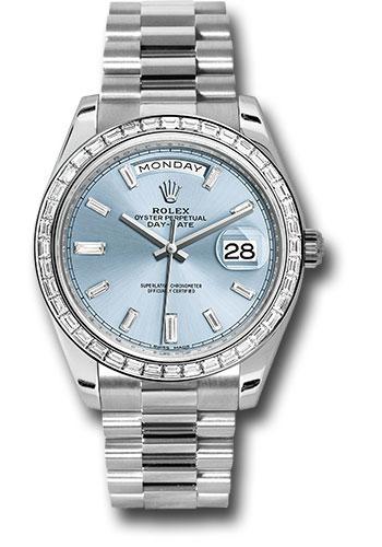 Rolex Day-Date 228396TBR 950 Platinum 40 Bezel - Ice Blue Baguette Diamond Dial - President Bracelet - ibbdp Main image