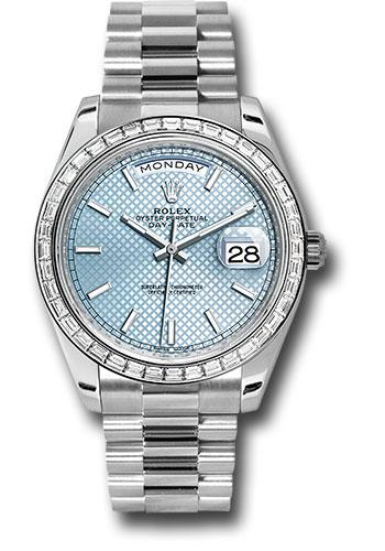 Rolex Day-Date 228396TBR 950 Platinum 40 Bezel - Ice Blue Diagonal Motif Index Dial - President Bracelet - ibdmip Main image