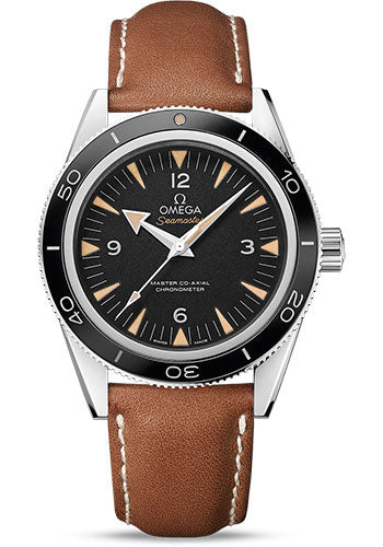 Omega Seamaster 233.32.41.21.01.002 300 Omega Master Co-Axial 41mm Steel Case - Black Dial - Brown Leather Strap