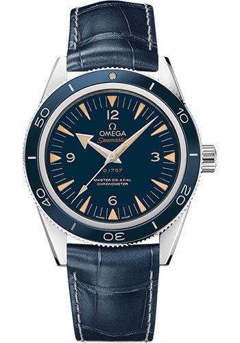 Omega Seamaster 233.93.41.21.03.001 300 Omega Master Co-Axial - 41mm Platinum Case - Blue Enamel Dial - Blue Leather Strap Limited Edition of 757