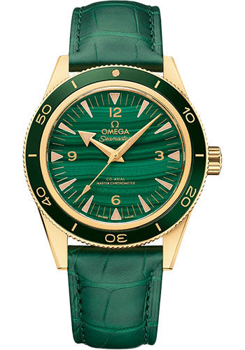 Omega Seamaster 234.63.41.21.99.001 300 Omega Co-Axial Master Chronometer - 41mm Yellow Gold Case - Deep Green Dial - Green Leather Strap Main image