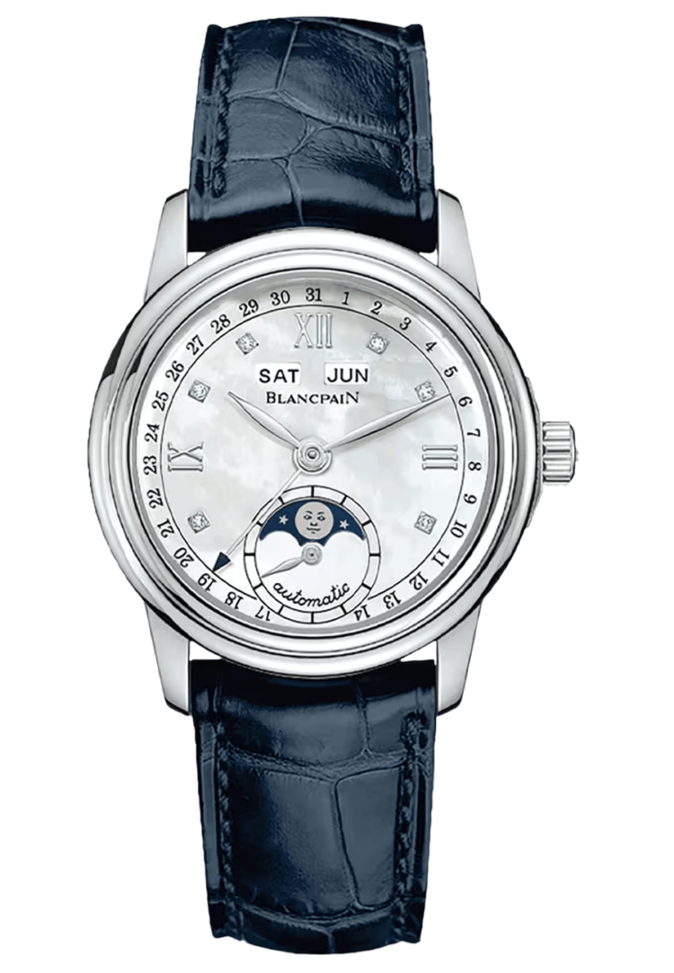 Blancpain 2360 1191A 55A Ladybird Quantieme Complet Mother of Pearl Blue Alligator Ladies Main image