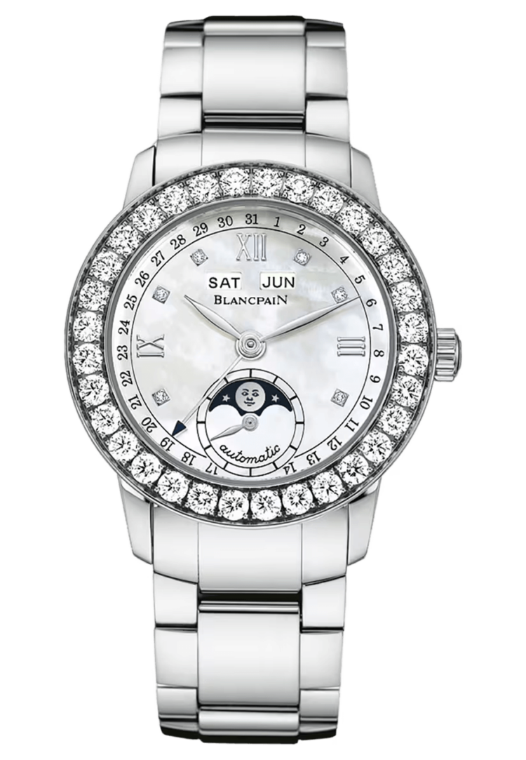 Blancpain 2360 1991A 75A Ladybird Quantieme Complet Mother of Pearl White Gold Diamond Ladies