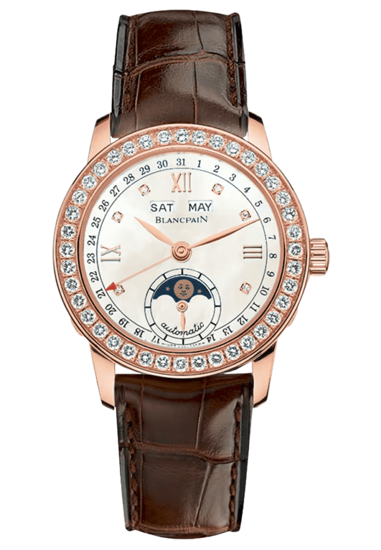 Blancpain 2360 2991A 55B Ladybird Quantieme Complet Diamond Red Gold Alligator Ladies Main image