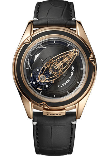 Ulysse Nardin Freak Vision 45mm - Rose Gold Case - Black Dial - Leather Strap