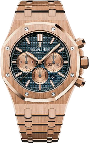 Audemars Piguet Royal Oak Chronograph 26331OR.OO.1220OR.01 Rose Gold Blue Index 41mm Rose Gold Bracelet