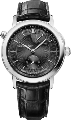 Audemars Piguet Jules Audemars 26344PT.OO.D002CR.02 Grande Sonnerie Carillon 39mm Black Guilloche Index Platinum Leather