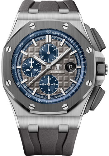 Audemars Piguet Royal Oak Offshore 26400IO.OO.A004CA.02 Selfwinding Chronograph 44mm Titanium Ceramic Case - Grey and Blue Dial - Grey Rubber Strap Main image