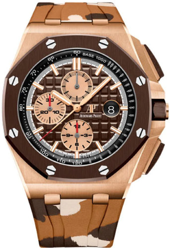 Audemars Piguet Royal Oak Offshore 26401RO.OO.A087CA.01 Selfwinding Chronograph Rose Gold Brown Index Dial & Ceramic Bezel Rubber Bracelet