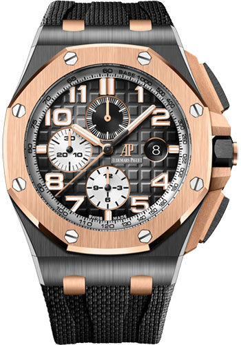 Audemars Piguet Royal Oak Offshore 26405NR.OO.A002CA.01 Selfwinding Chronograph 44mm Ceramic Pink Gold Case - Smoked Grey Dial - Grey Rubber Strap Main image