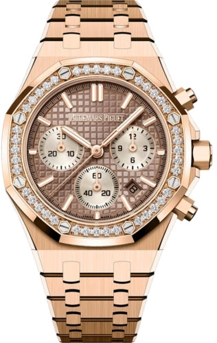 Audemars Piguet Royal Oak 26450OR.ZZ.1356OR.01-B Chronograph Rose Gold Sand Gold-Toned Dial Diamond Bezel Main image