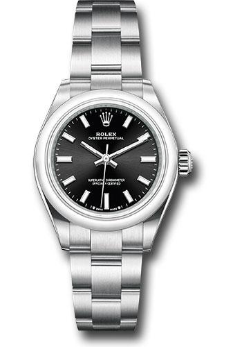 Rolex Oyster Perpetual 276200 28 Domed Bezel - Black Index Dial - Oyster Bracelet - 2020 Release - bkio