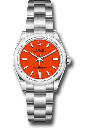 Rolex Oyster Perpetual 277200 31 Domed Bezel - Coral Red Index Dial - Oyster Bracelet - 2020 Release - reio