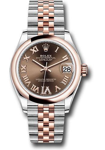 Rolex Datejust 278241 Steel and Everose Gold 31 Domed Bezel - Dark Rhodium Diamond Roman VI Dial - Jubilee Bracelet - chodr6j