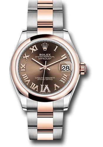 Rolex Datejust 278241 Steel and Everose Gold 31 Domed Bezel - Dark Rhodium Diamond Roman VI Dial - Oyster Bracelet - chodr6o