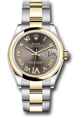 Rolex Datejust 278243 Steel and Yellow Gold 31 Domed Bezel - Dark Grey Diamond Roman Six Dial - Oyster Bracelet - dkgdr6o