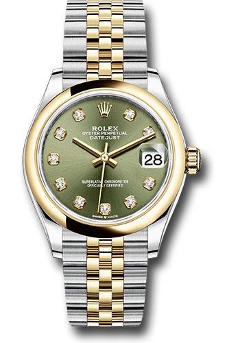 Rolex Datejust 278243 Steel and Yellow Gold 31 Domed Bezel - Olive Green Diamond Dial - Jubilee Bracelet - ogdj
