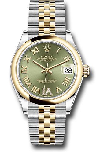 Rolex Datejust 278243 Steel and Yellow Gold 31 Domed Bezel - Olive Green Diamond Roman Six Dial - Jubilee Bracelet - ogdr6j