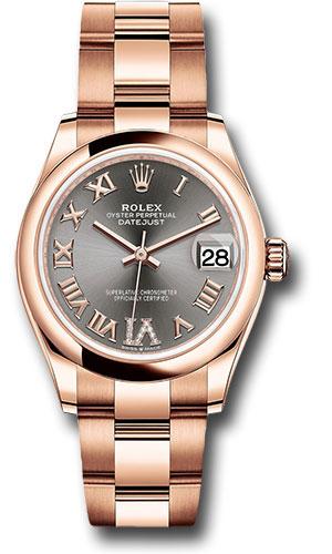 Rolex Datejust 278245 Everose Gold 31 Domed Bezel - Rhodium Diamond Six Dial - Oyster Bracelet - dkrhdr6o