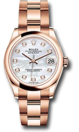 Rolex Datejust 278245 Everose Gold 31 Domed Bezel - Silver Diamond Dial - Oyster Bracelet - mdo