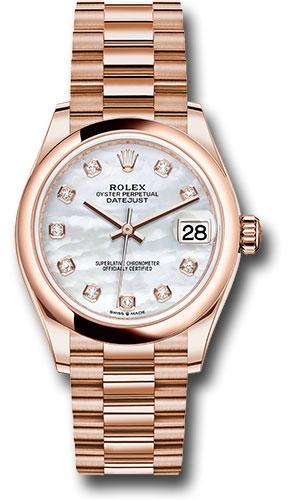 Rolex Datejust 278245 Everose Gold 31 Domed Bezel - Silver Diamond Dial - President Bracelet - mdp
