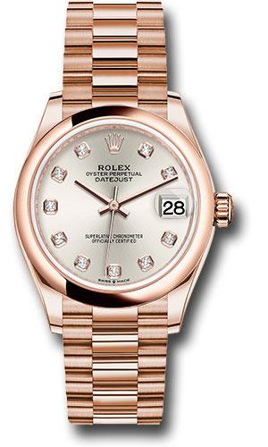 Rolex Datejust 278245 Everose Gold 31 Domed Bezel - Silver Diamond Dial - President Bracelet - sdp