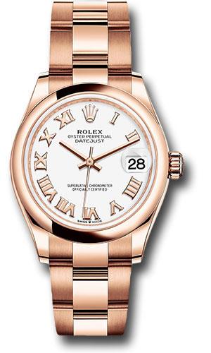 Rolex Datejust 278245 Everose Gold 31 Domed Bezel - White Roman Dial - Oyster Bracelet - wro
