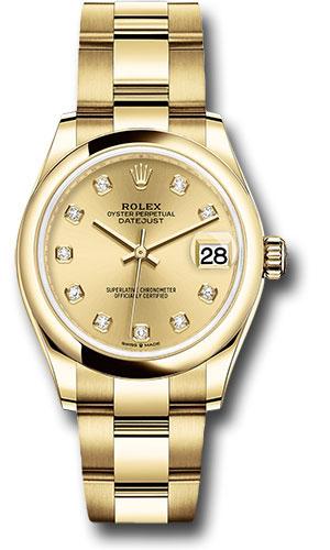 Rolex Datejust 278248 Yellow Gold 31 Domed Bezel - Champagne Diamond Dial - Oyster Bracelet - chdo