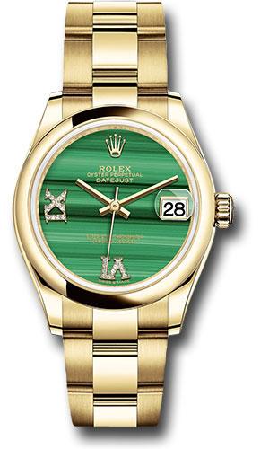 Rolex Datejust 278248 Yellow Gold 31 Domed Bezel - Malachite Diamond Six and Nine Dial - Oyster Bracelet - madr69o