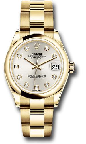 Rolex Datejust 278248 Yellow Gold 31 Domed Bezel - Silver Diamond Dial - Oyster Bracelet - sdo