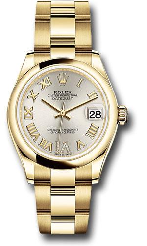 Rolex Datejust 278248 Yellow Gold 31 Domed Bezel - Silver Diamond Six Dial - Oyster Bracelet - sdr6o