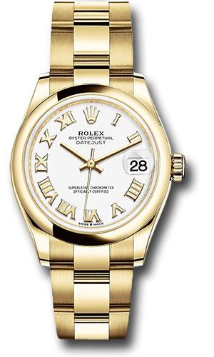Rolex Datejust 278248 Yellow Gold 31 Domed Bezel - White Roman Dial - Oyster Bracelet - wro