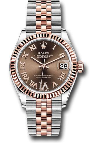 Rolex Datejust 278271 Steel and Everose Gold 31 Fluted Bezel - Dark Rhodium Diamond Roman VI Dial - Jubilee Bracelet - chodr6j
