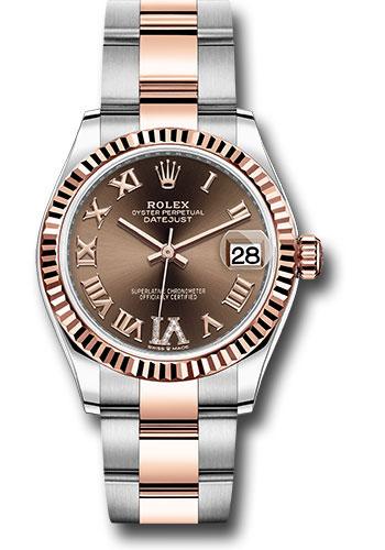 Rolex Datejust 278271 Steel and Everose Gold 31 Fluted Bezel - Dark Rhodium Diamond Roman VI Dial - Oyster Bracelet - chodr6o Main image
