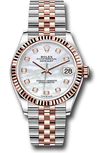 Rolex Datejust 278271 Steel and Everose Gold 31 Fluted Bezel - Silver Diamond Dial - Jubilee Bracelet - mdj
