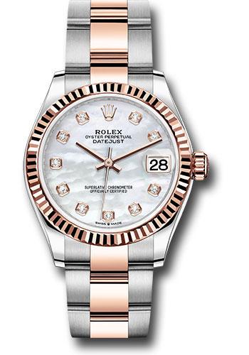Rolex Datejust 278271 Steel and Everose Gold 31 Fluted Bezel - Silver Diamond Dial - Oyster Bracelet - mdo