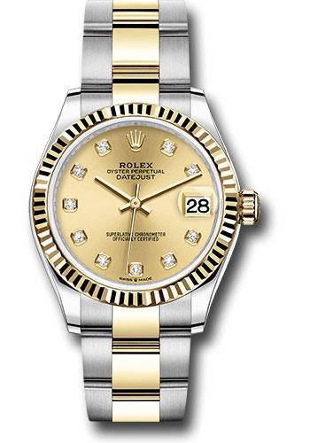 Rolex Datejust 278273 Steel and Yellow Gold 31 Fluted Bezel - Champagne Diamond Dial - Oyster Bracelet - chdo