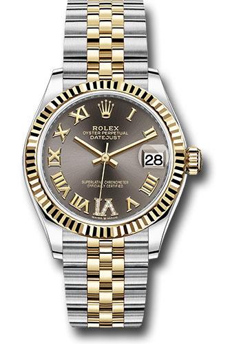 Rolex Datejust 278273 Steel and Yellow Gold 31 Fluted Bezel - Dark Grey Diamond Roman Six Dial - Jubilee Bracelet - dkgdr6j