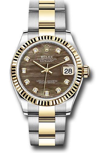 Rolex Datejust 278273 Steel and Yellow Gold 31 Fluted Bezel - Dark Mother-of-Pearl Diamond Dial - Oyster Bracelet - dkmdo