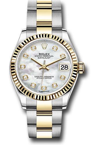 Rolex Datejust 278273 Steel and Yellow Gold 31 Fluted Bezel - Mother-of-Pearl Diamond Dial - Oyster Bracelet - mdo