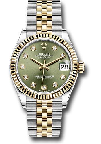 Rolex Datejust 278273 Steel and Yellow Gold 31 Fluted Bezel - Olive Green Diamond Dial - Jubilee Bracelet - ogdj