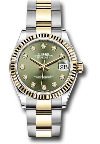 Rolex Datejust 278273 Steel and Yellow Gold 31 Fluted Bezel - Olive Green Diamond Dial - Oyster Bracelet - ogdo Main image