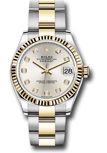 Rolex Datejust 278273 Steel and Yellow Gold 31 Fluted Bezel - Silver Diamond Dial - Oyster Bracelet - sdo