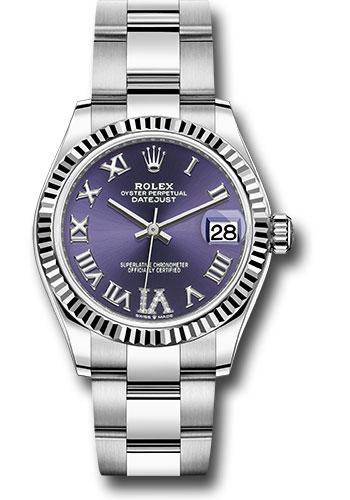 Rolex Datejust 278274 Steel and White Gold 31 Fluted Bezel - Aubergine Roman Diamond 6 Dial - Oyster Bracelet - aubdr6o Main image