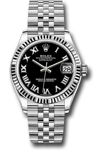 Rolex Datejust 278274 Steel and White Gold 31 Fluted Bezel - Black Roman Dial - Jubilee Bracelet - bkrj