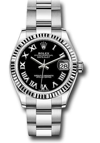 Rolex Datejust 278274 Steel and White Gold 31 Fluted Bezel - Black Roman Dial - Oyster Bracelet - bkro