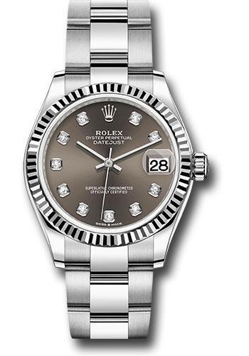 Rolex Datejust 278274 Steel and White Gold 31 Fluted Bezel - Dark Grey Diamond Dial - Oyster Bracelet - dkgdo